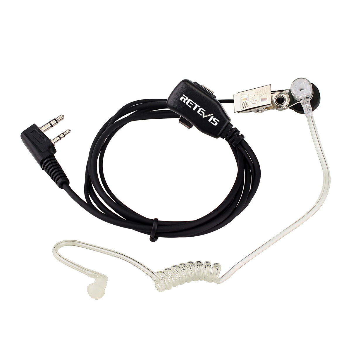 Retevis Covert Acoustic Tube Earpiece Kenwood 2-Pin Plug 