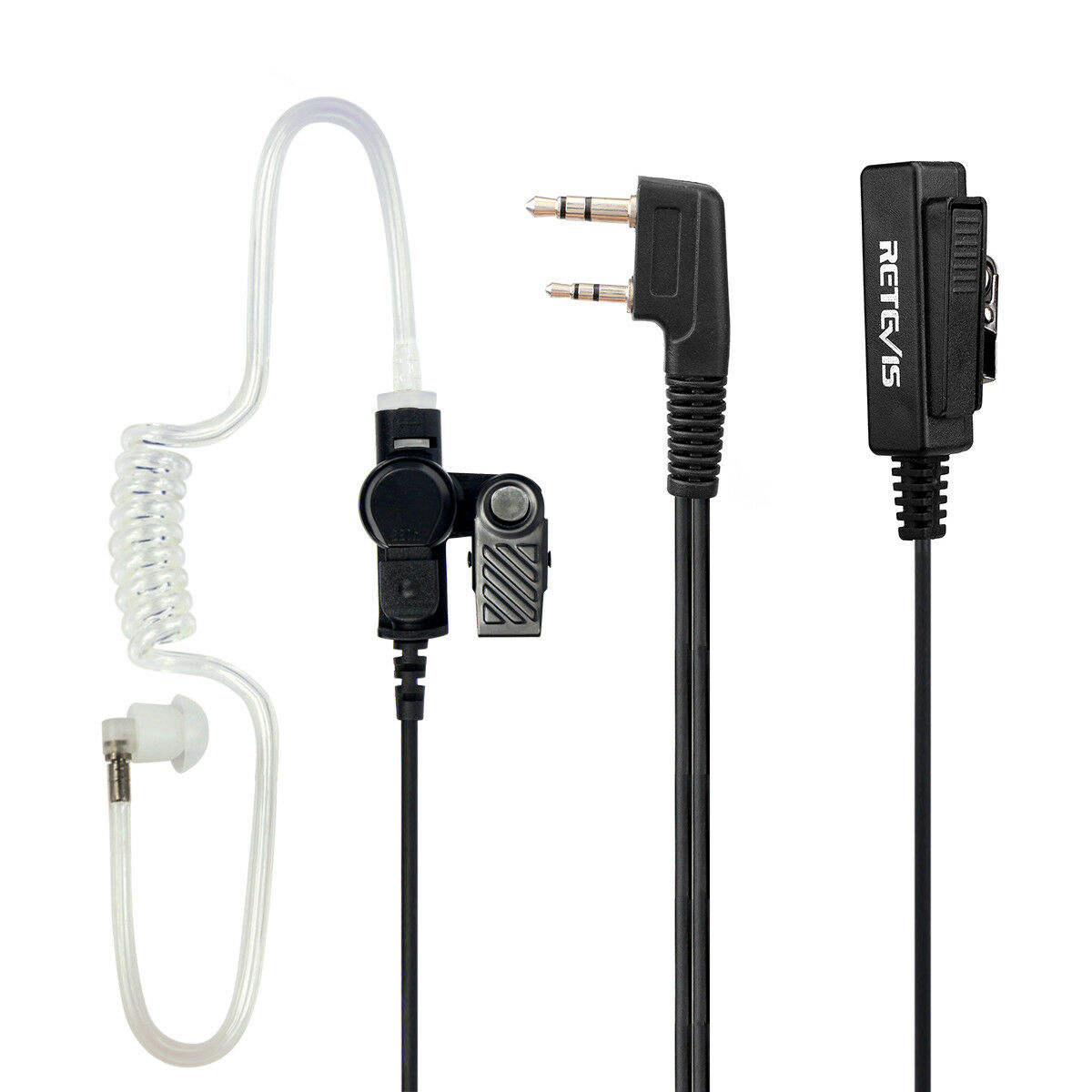 Big PTT 2-Wire Kenwood 2-Pin Covert Acoustic Tube Earpiece for Kenwood Radios