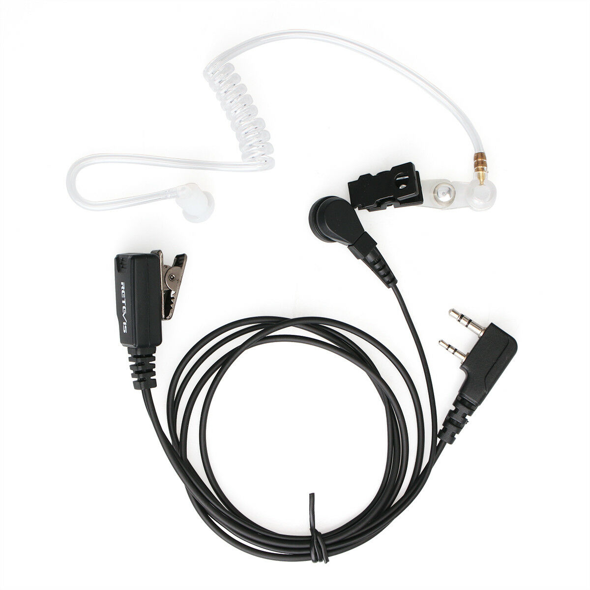 Big PTT 1-Wire Covert Acoustic Tube Earpiece for Kenwood 2-Pin Radios