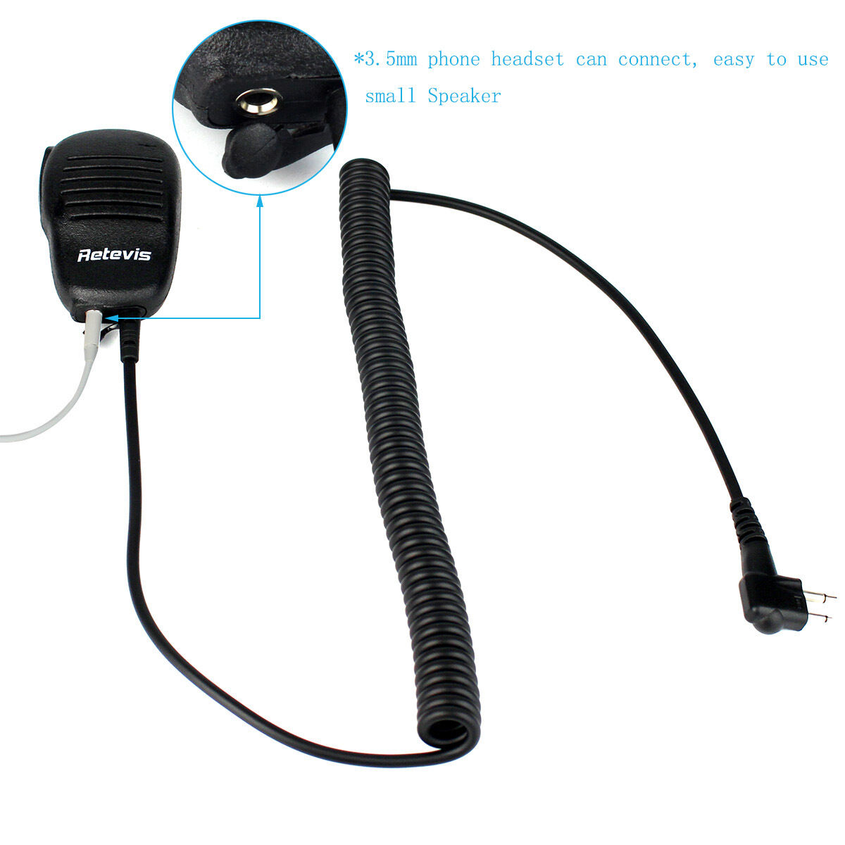 Mini Motorola 2-Pin Shoulder Speaker Mic for Handheld 2-Way Radios