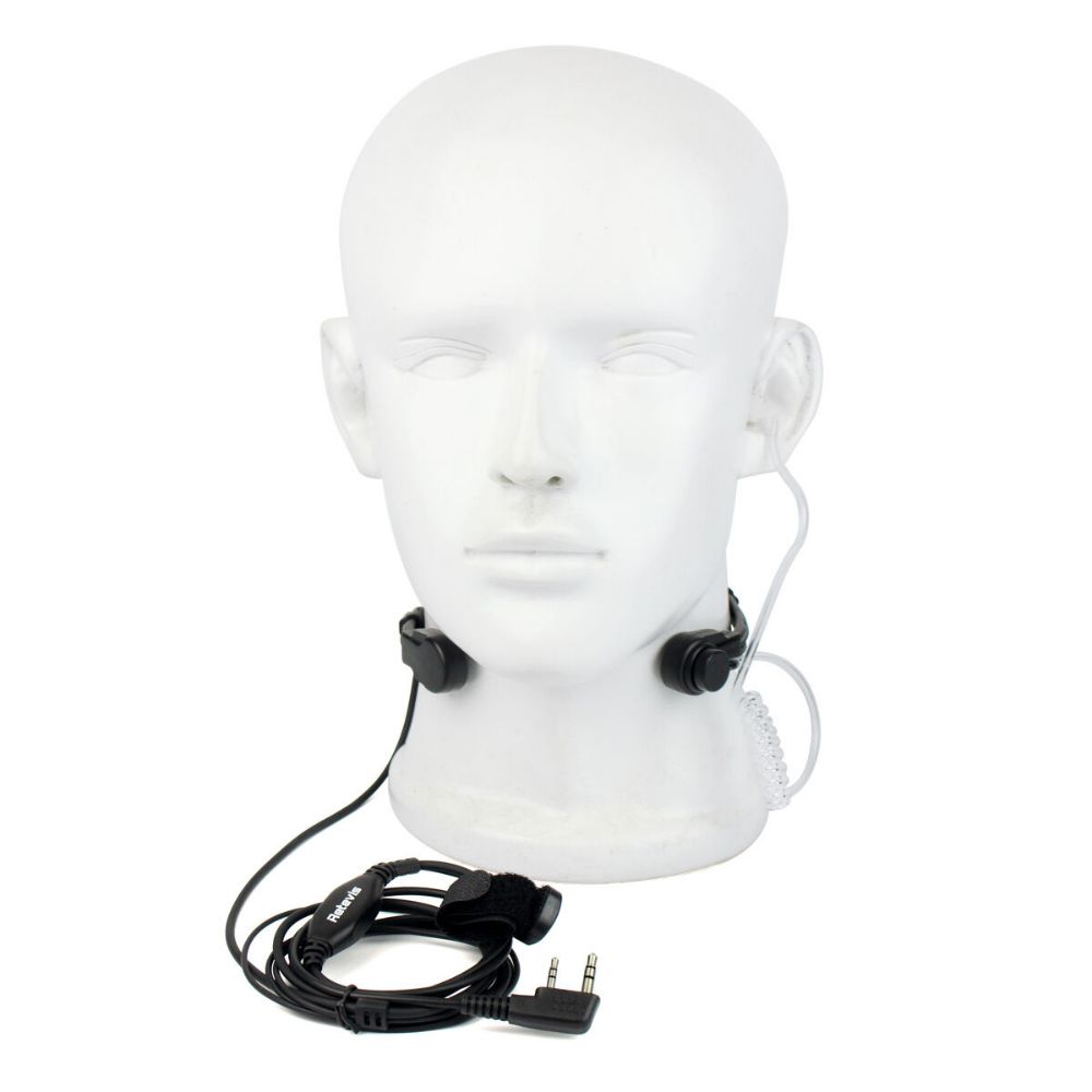 Retractable Throat Mic 2-Wire Earpiece for Kenwood 2Pin Radio
