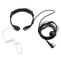 Retractable Throat Mic Covert Acoustic Tube Earpiece for Kenwood 2-Pin Radios