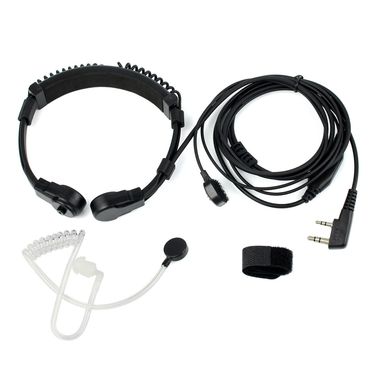 Kenwood 2-Pin Retractable Throat Mic 2-Wire Finger PTT