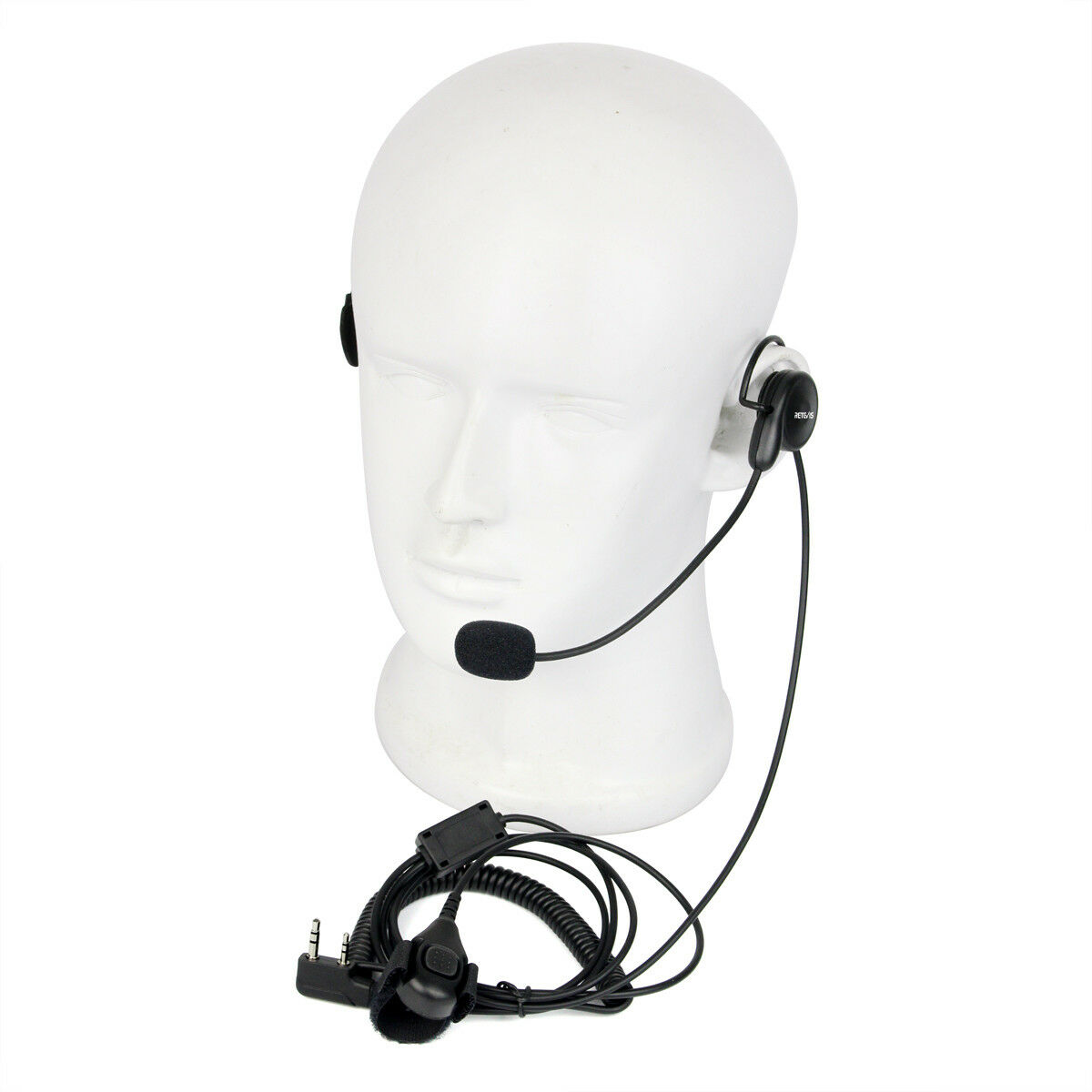 Retevis EHK002 Behind-the-Head Headset Lightweight 2-Wire Boom Mic Finger PTT for Kenwood 2-Pin Radios