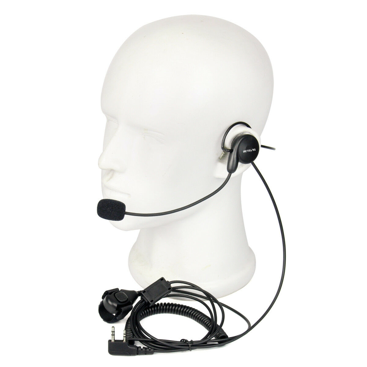 Retevis EHK002 Single Speaker Headset Ultral-Light 2-Wire Boom Mic Finger PTT for Kenwood Radios