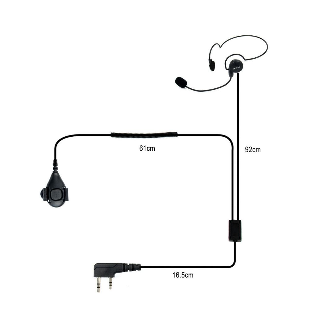 Behind-the-Head Headset Single-Speaker Boom Mic Finger PTT