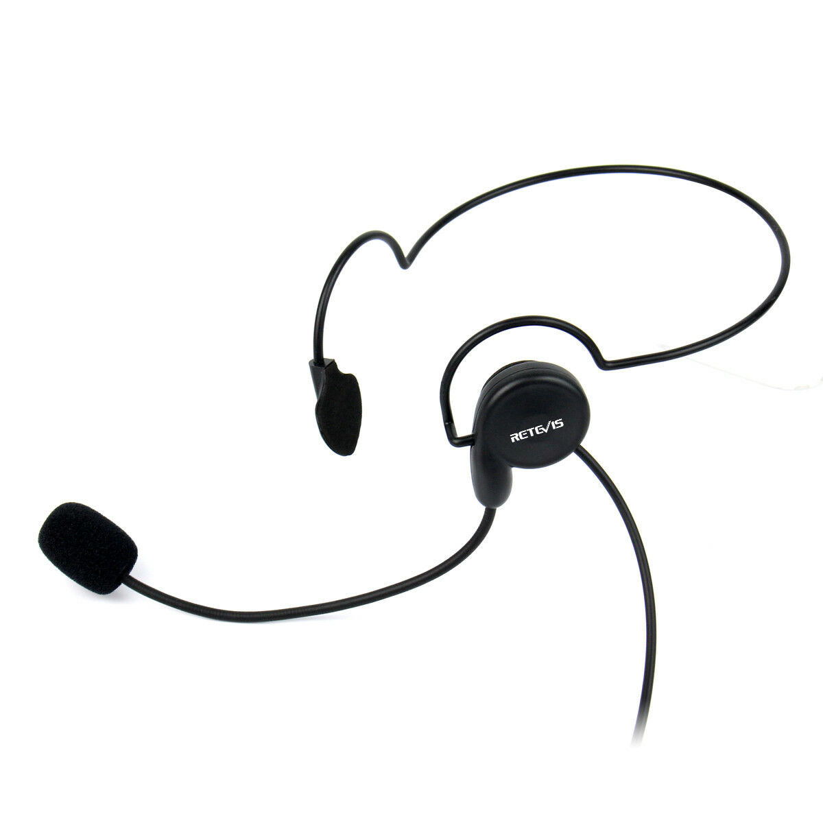 Retevis EHK002 Behind-the-Head Headset Ultral-Light 2-Wire Boom Mic Finger PTT for Kenwood Radios