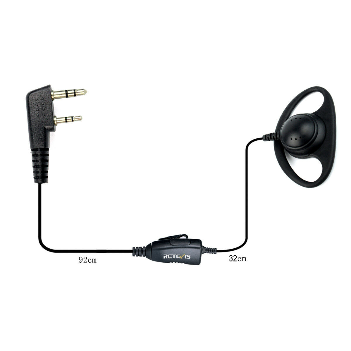 D-Shaped Earpiece 1-Wire PTT Mic Soft Ear Hook for Kenwood 2Pin Radios