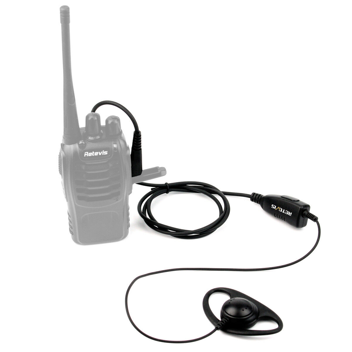 D-Shell Earpiece 1-Wire PTT Mic Soft Ear Hook for Kenwood 2Pin Radios