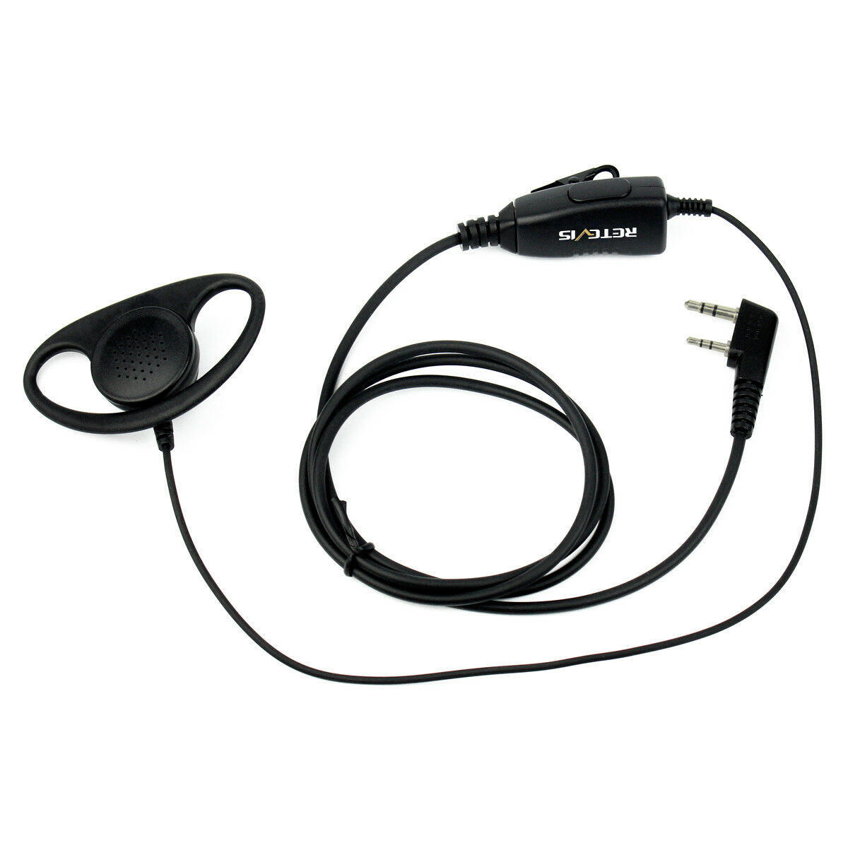 D-Shape Earpiece 1-Wire PTT Mic Soft Ear Hook for Kenwood 2Pin Radios