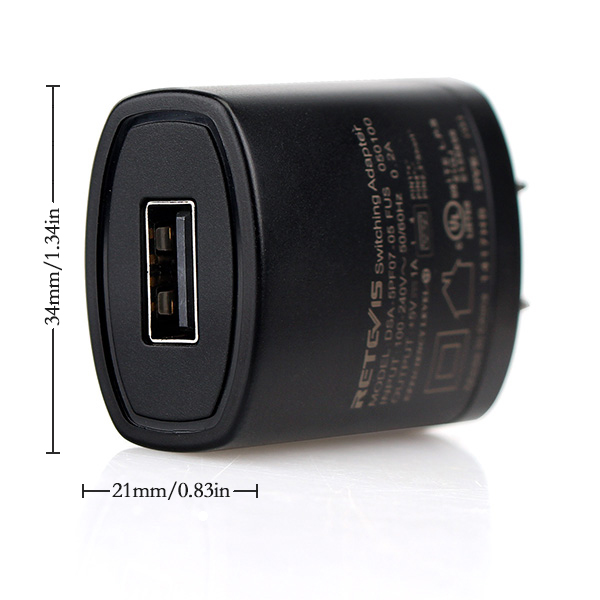 Black Universal 5V 1A USB AC Power Adapter US