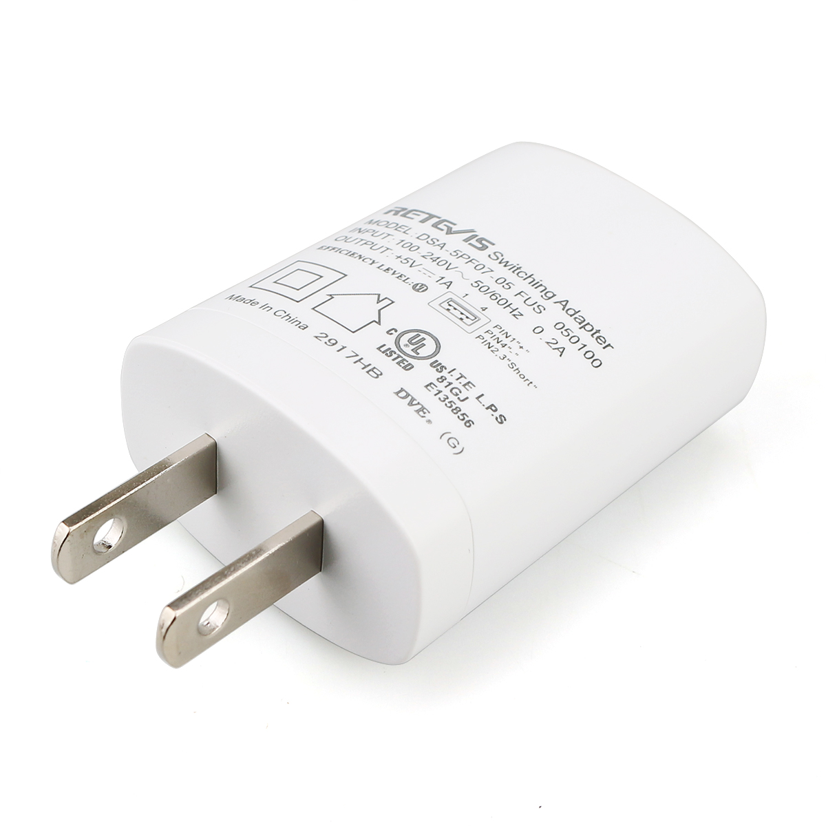 White Universal 5V 1A USB AC Power Adapter US