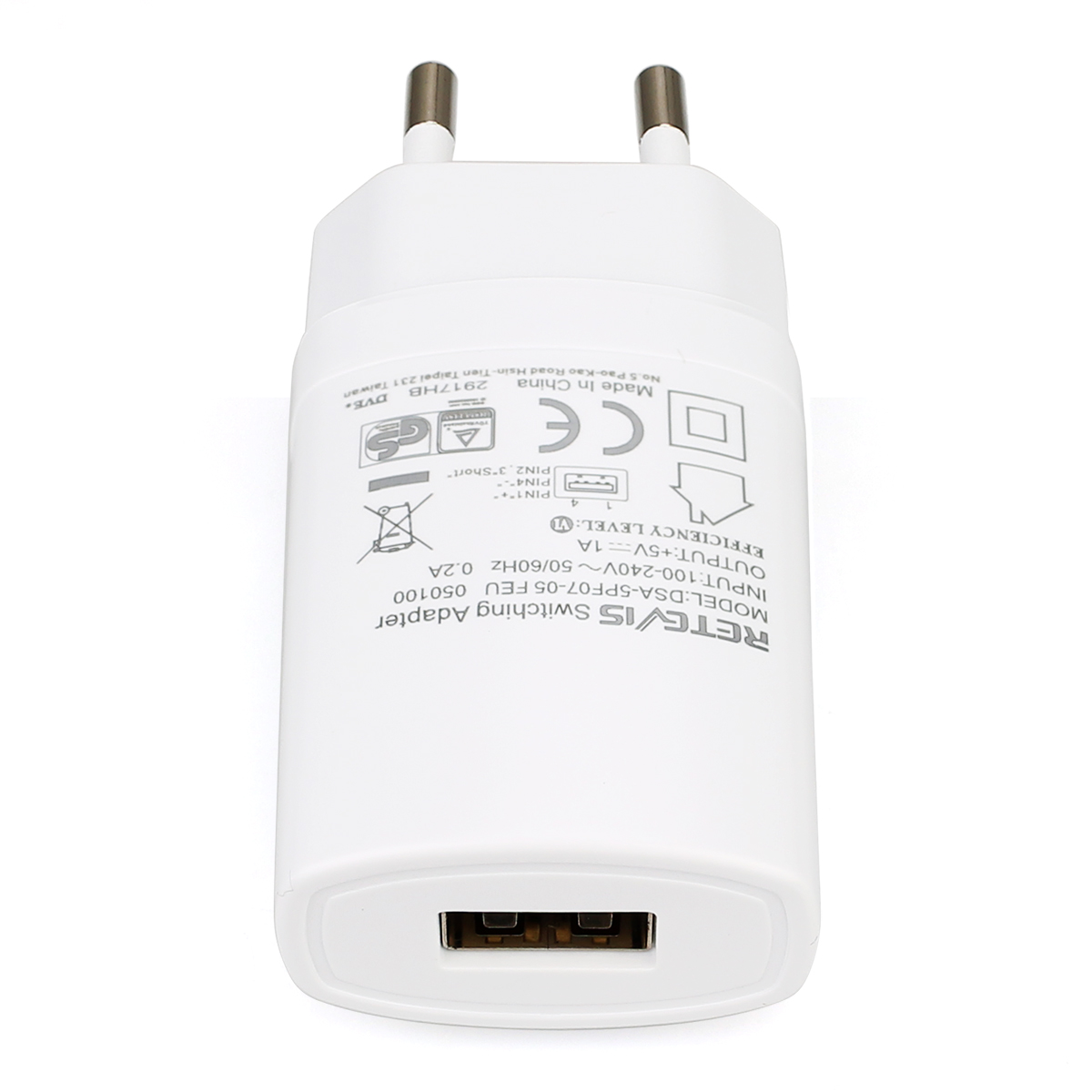 White Universal 5V 1A USB AC Power Adapter EU