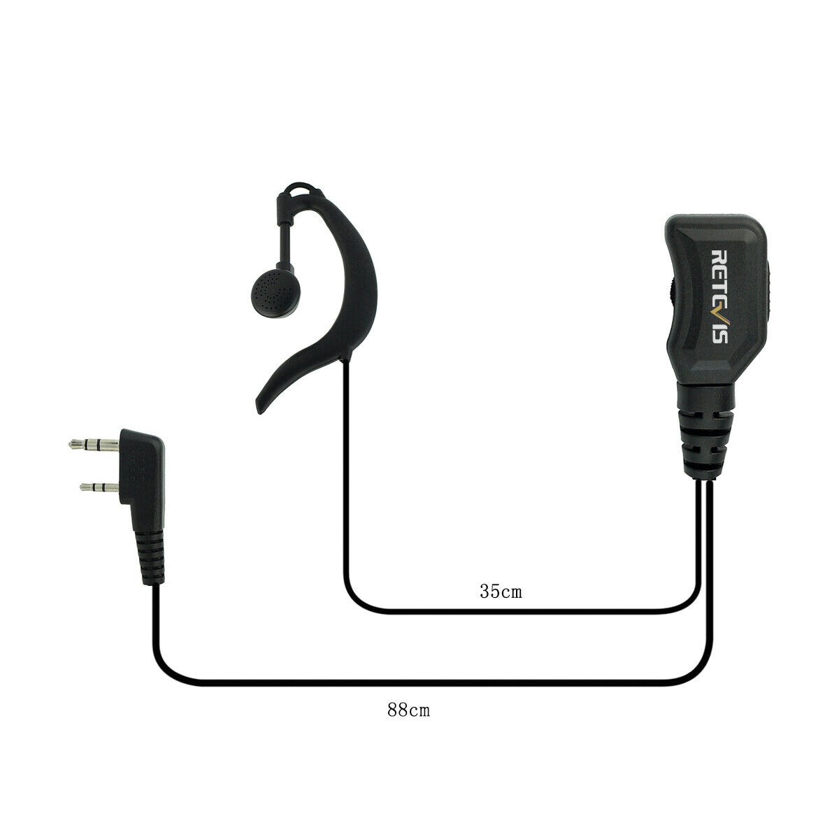 G-Shaped Adjustable Volume 1-Wire PTT Earpiece Kenwood 2-Pin