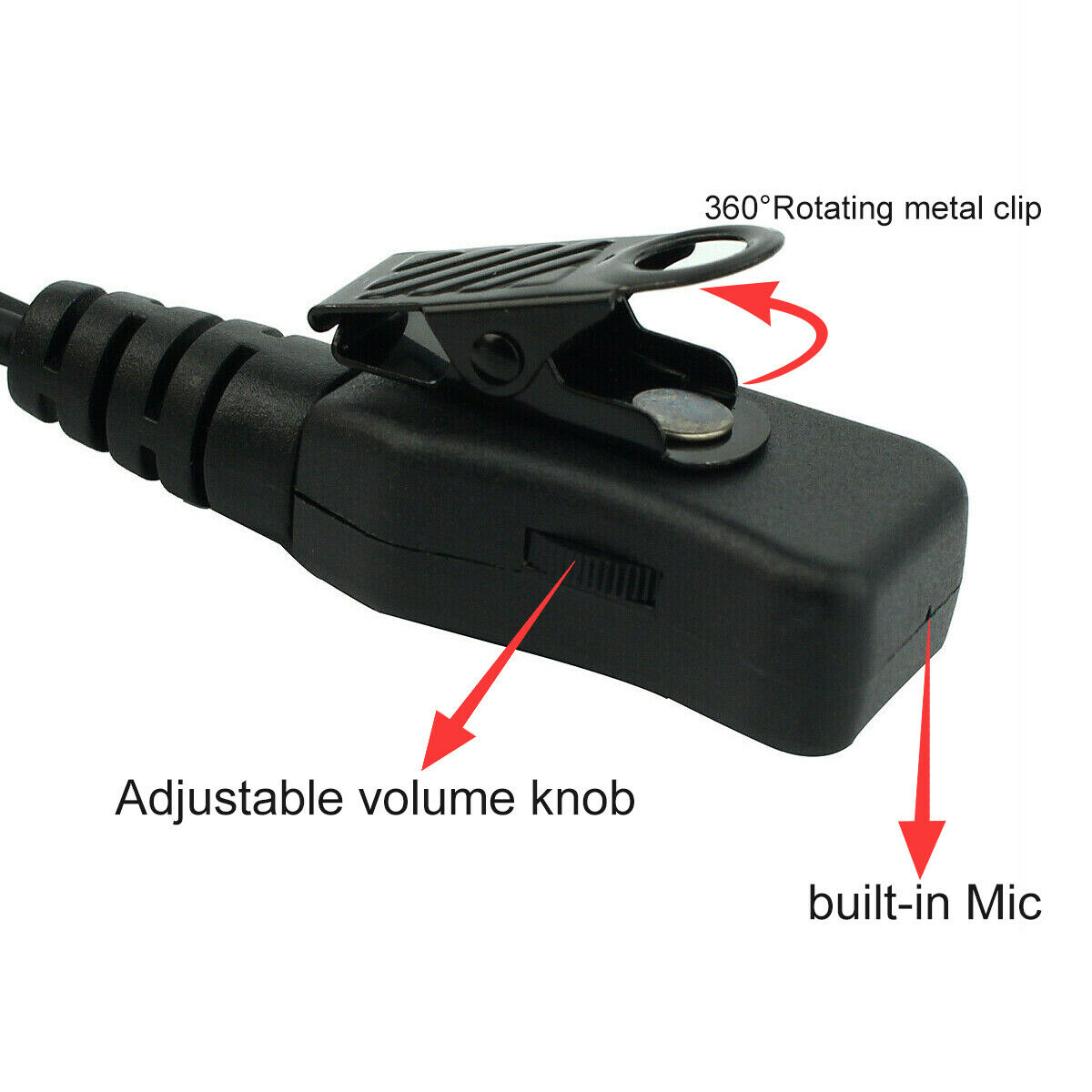 G-Shape Adjustable Volume 1-Wire PTT Earpiece Kenwood 2-Pin