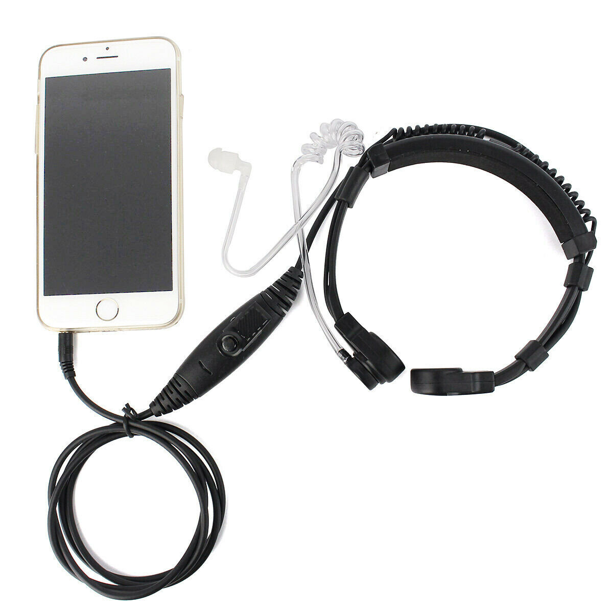 Retractable Throat MIC Covert Acoustic Tube Earpiece for 3.5mm Phone