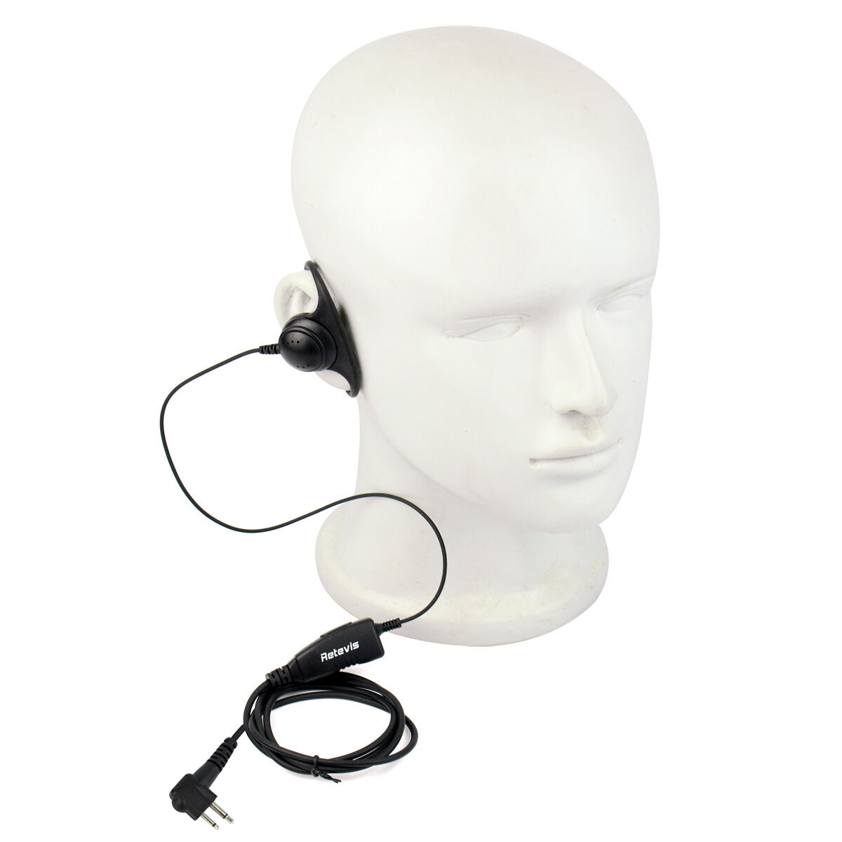 D-Shaped Motorola 2-Pin Earpiece 1-Wire PTT Mic Soft Ear-Hook