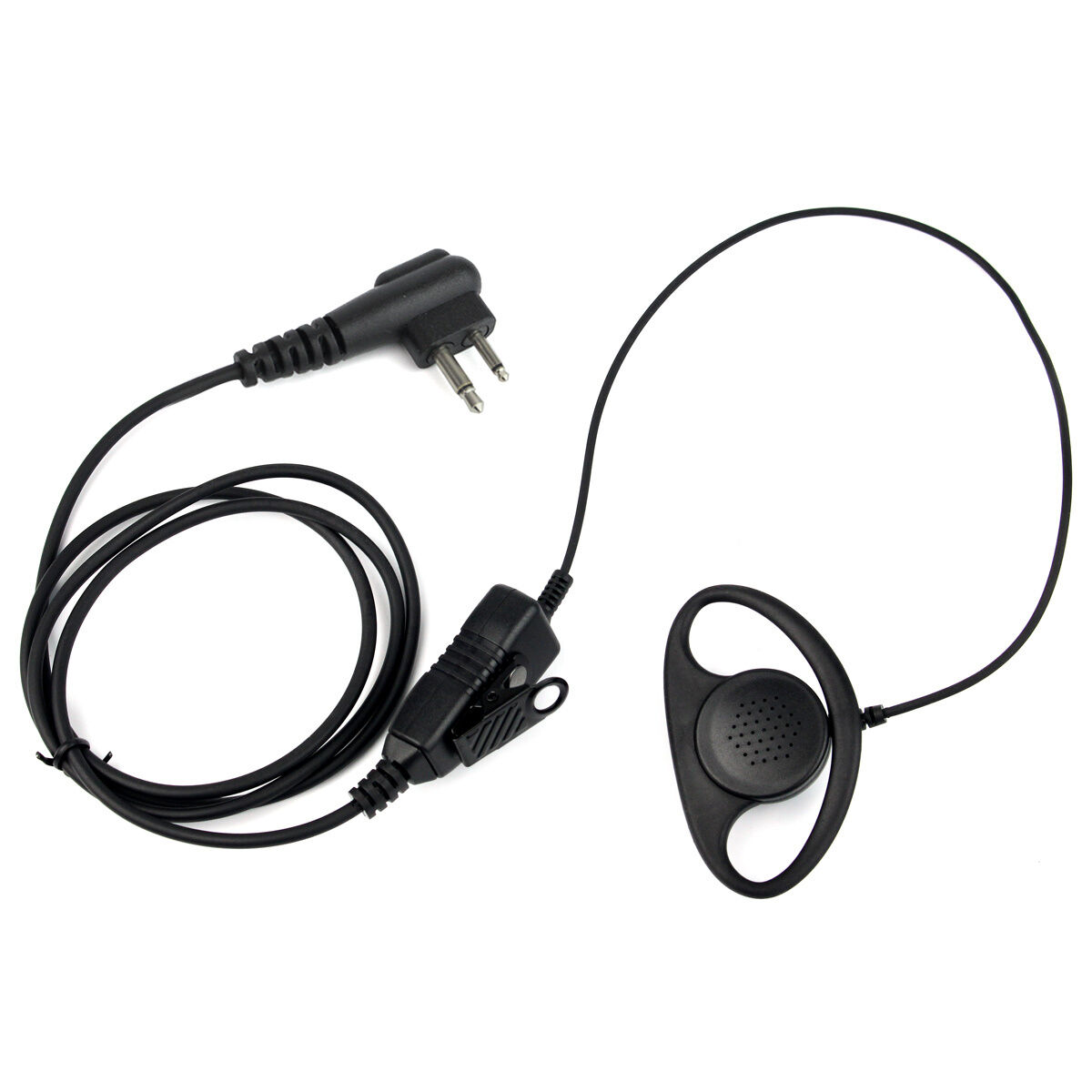 Soft D-Shell Earpiece 1-Wire PTT Mic for Motorola 2-Pin Radios