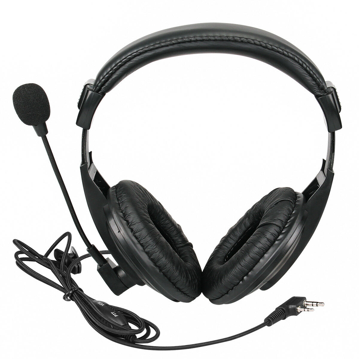 Over-the-Head Dual-Muff Headset Boom Mic VOX/PTT Medium Weight Kenwood 2-Pin