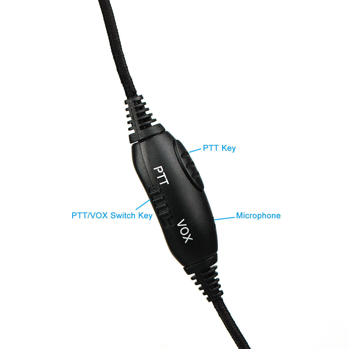 Over-the-Head Dual-Muff Headset Flexible Boom Mic VOX/PTT Kenwood 2-Pin