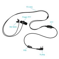 Ear Bone Vibration Conductor Earpiece 2-Wire Dual PTT for Kenwood 2-Pin Two-Way Radios