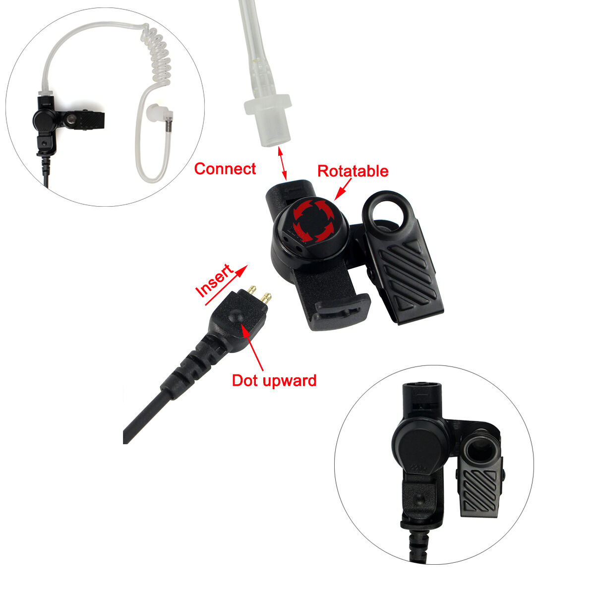 1Pin 3.5mm Listen-Only Covert Acoustic Tube Earpiece for Speaker Mic