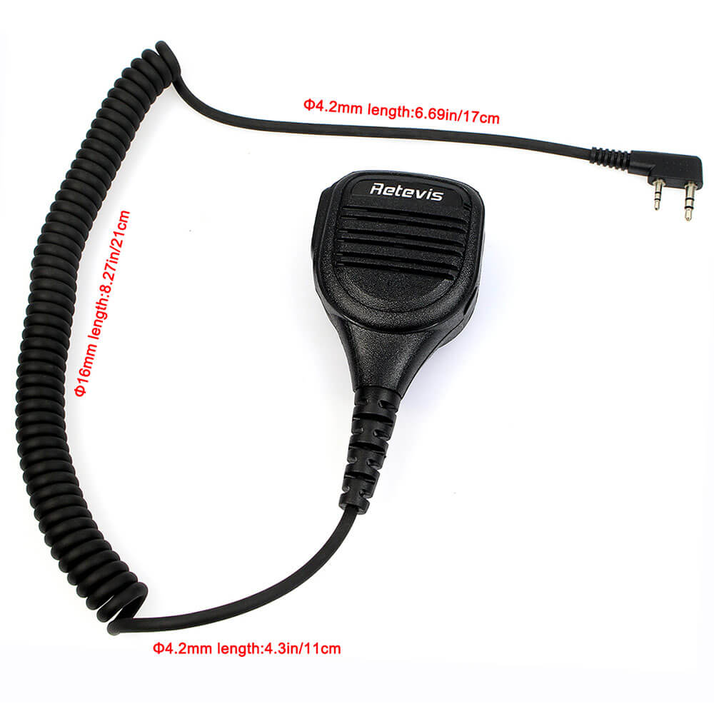 2-Pin Handheld Speaker Mic with 3.5mm Audio Jack for Kenwood Baofeng Radio