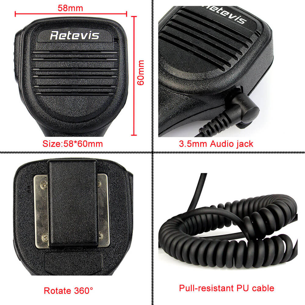 Remote Speaker Mic with 3.5mm Audio Jack for Motorola 2-Pin Radios