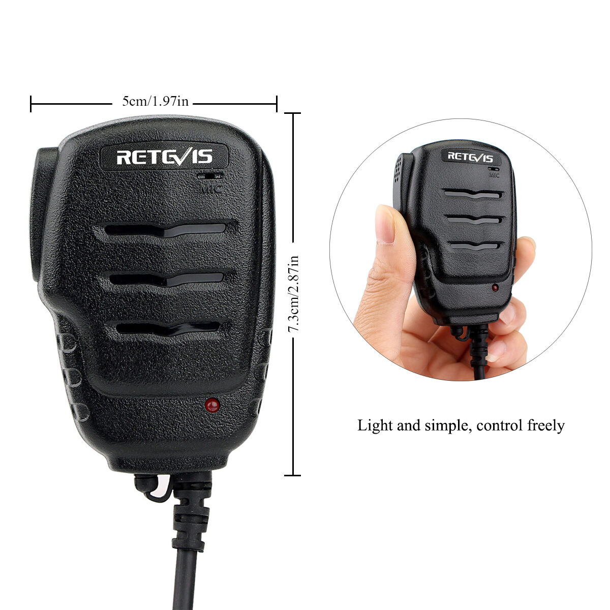 Lightweight Remote Speaker Mic with 3.5mm Jack for Kenwood 2Pin Radio