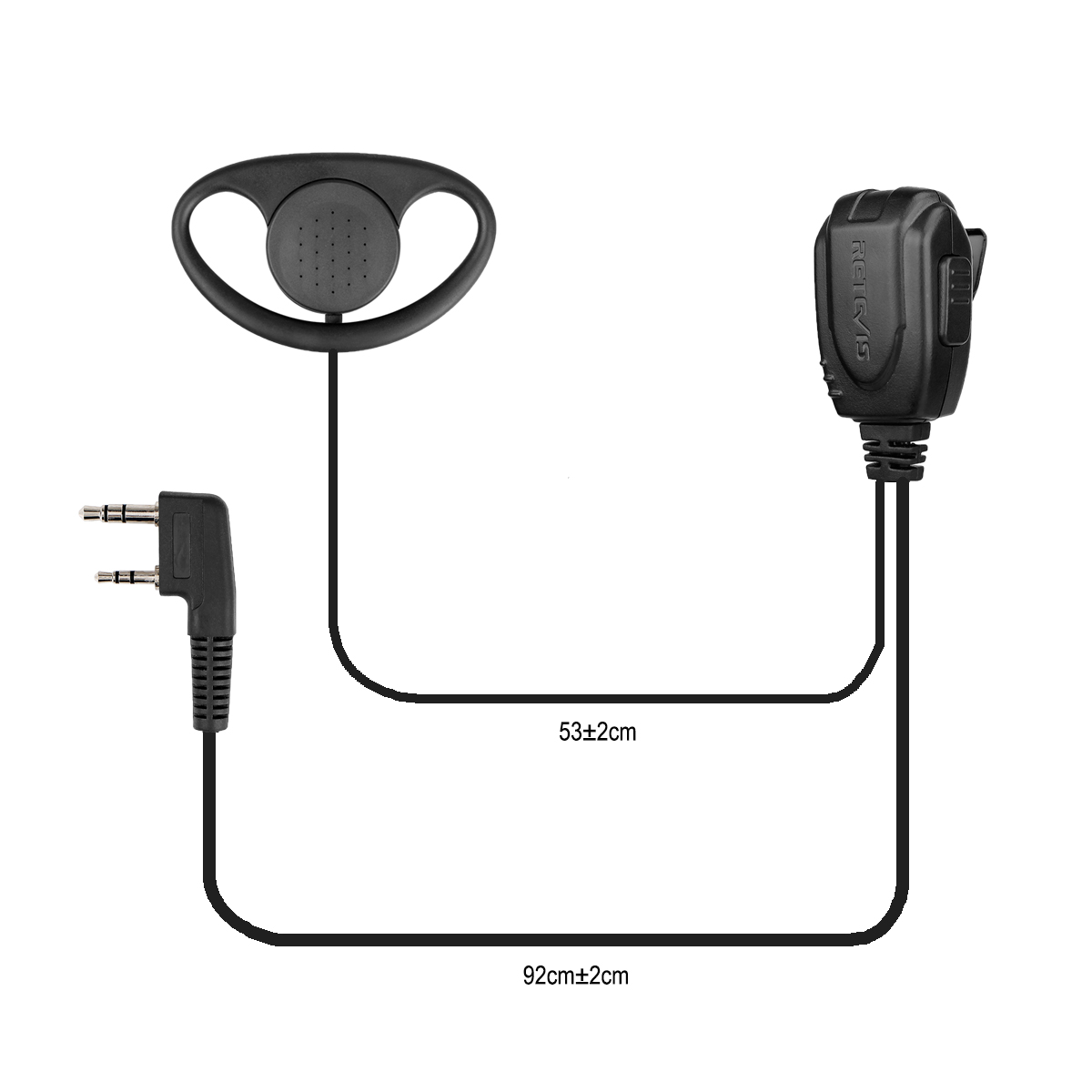 D-Shell 1-Wire Earpiece Inline PTT Mic for Retevis Kenwood Radios