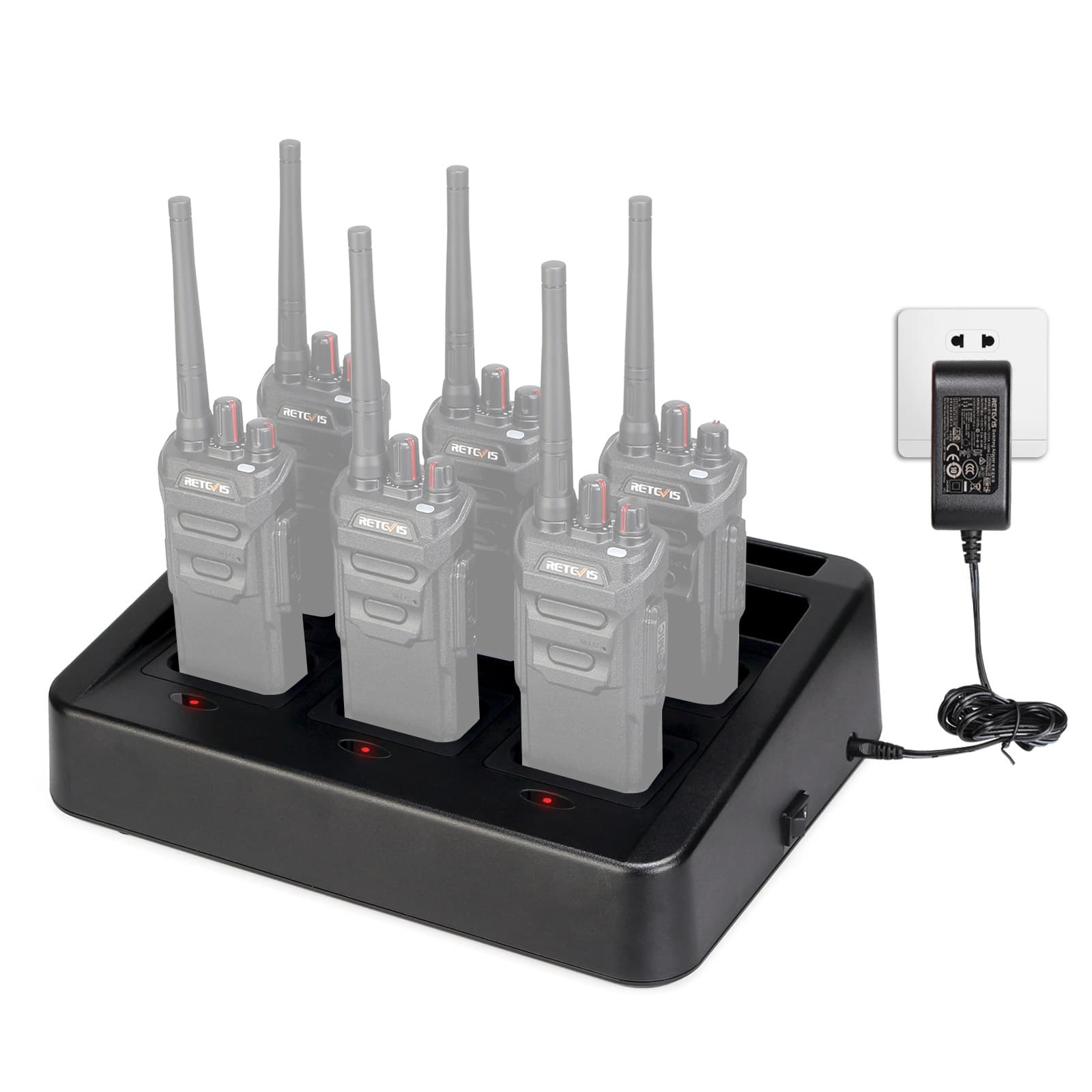 6-Bank Multi Gang Charger Base Dock for Retevis RT48/648