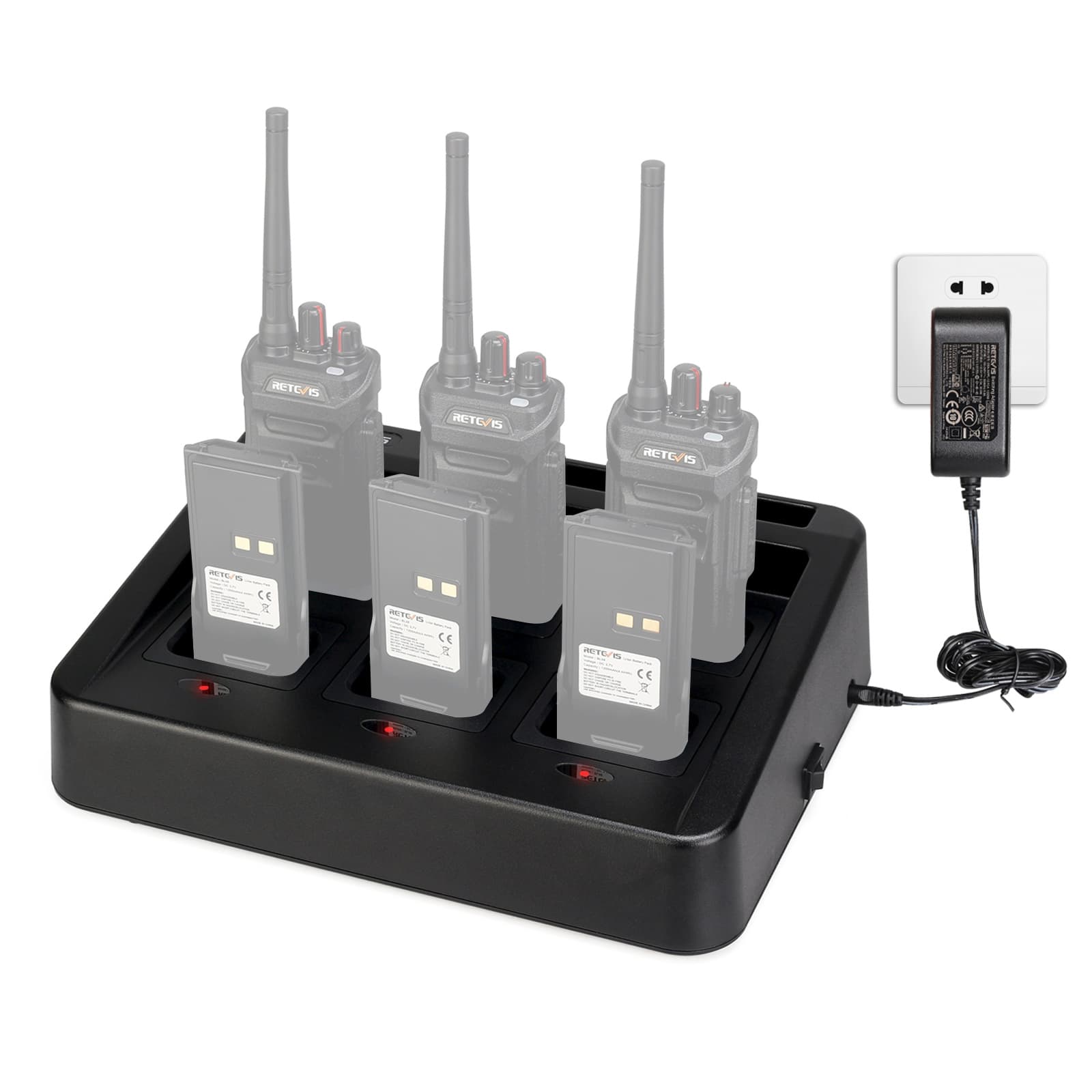 6-Bank Multi Gang Charger Base Dock for Retevis RT48/648