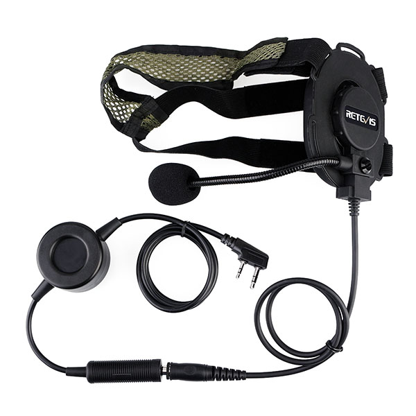 Tactical Headband Headset Single Earmuff Boom Mic Kenwood 2Pin