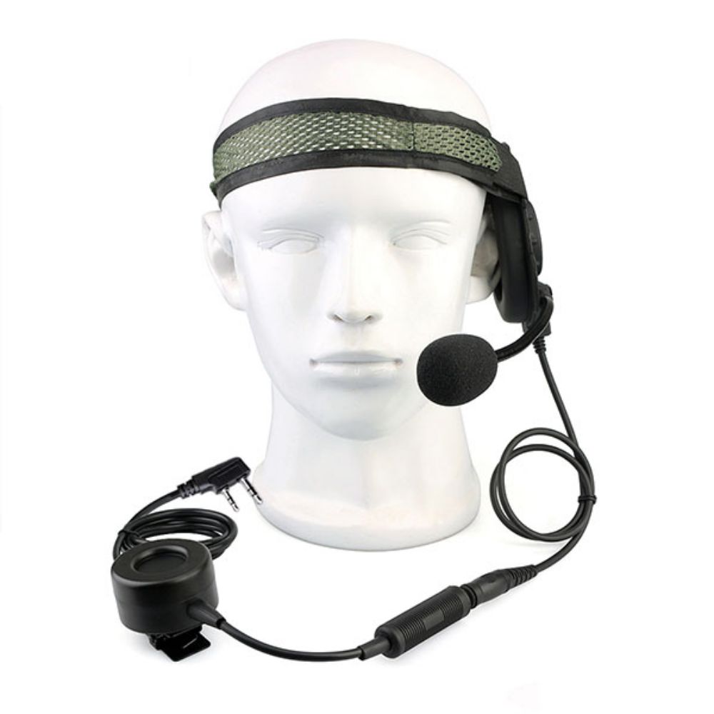Tactical Headset Single Earmuff Boom Mic Kenwood 2Pin