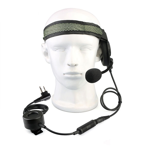 Tactical Headband Headset Single Earmuff Boom Mic Motorola 2Pin