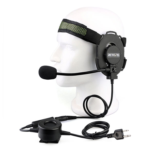 2Pin Tactical Headband Headset Single Earmuff for ICOM Cobra Radio