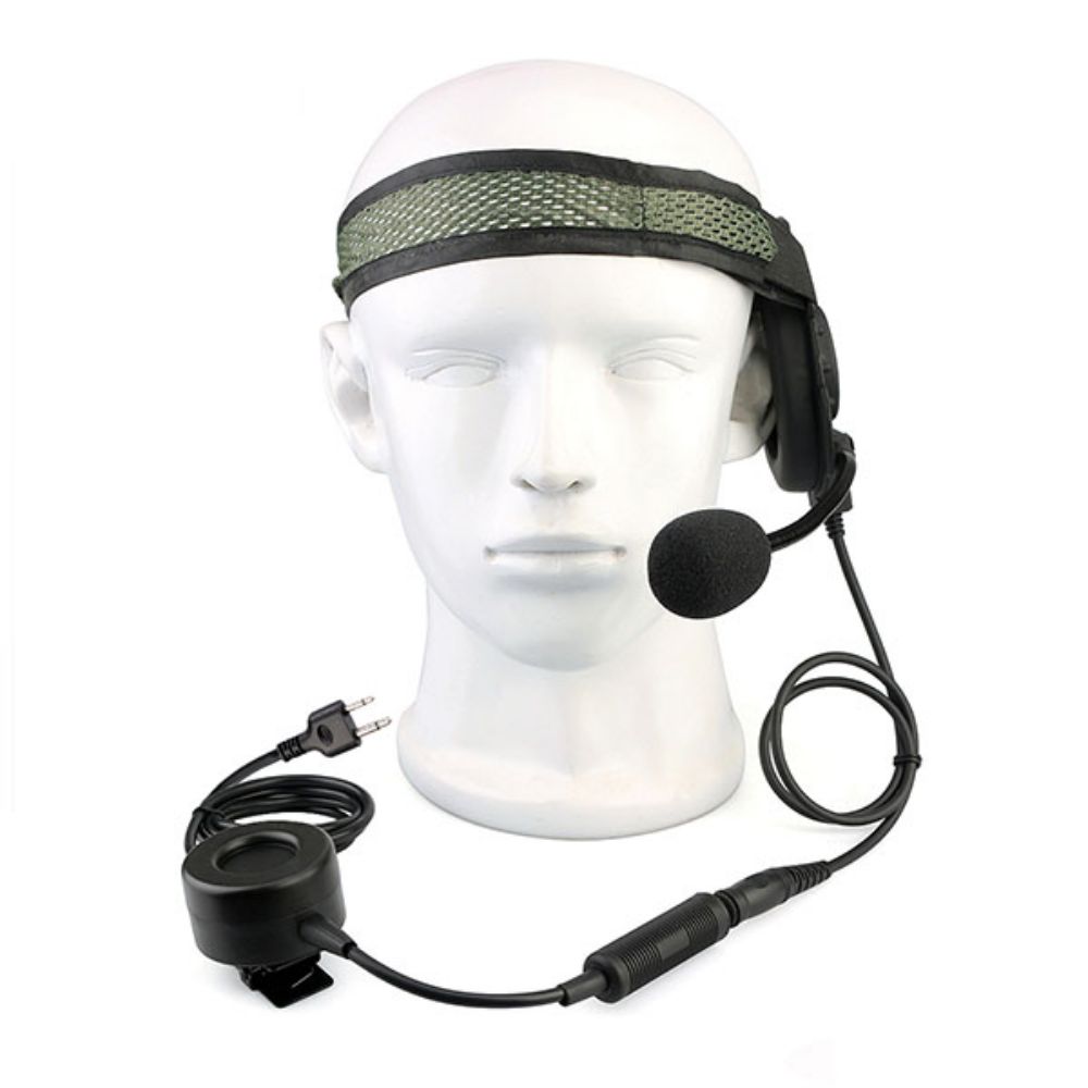 2Pin Tactical Headband Headset Single Earmuff for ICOM Cobra Radio