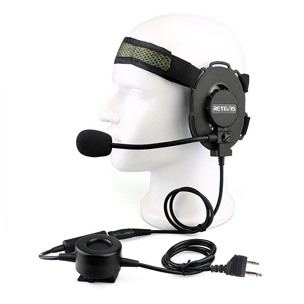 2Pin Tactical Headband Headset Single Earmuff for Midland Radio