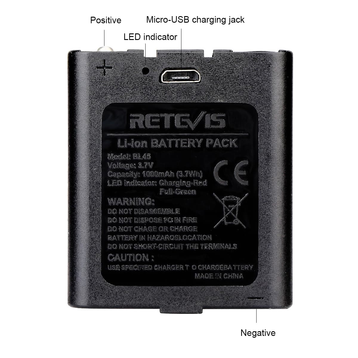 BL45 3.7V 1000mAh Li-ion Battery for RT45 RT628