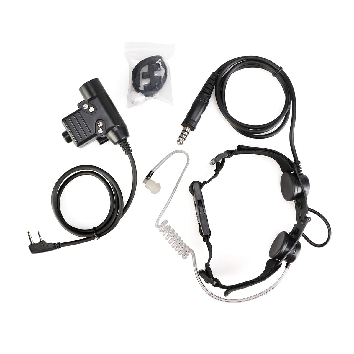 Tactical Adjustable Band Throat Mic U94 PTT Kenwood 2Pin