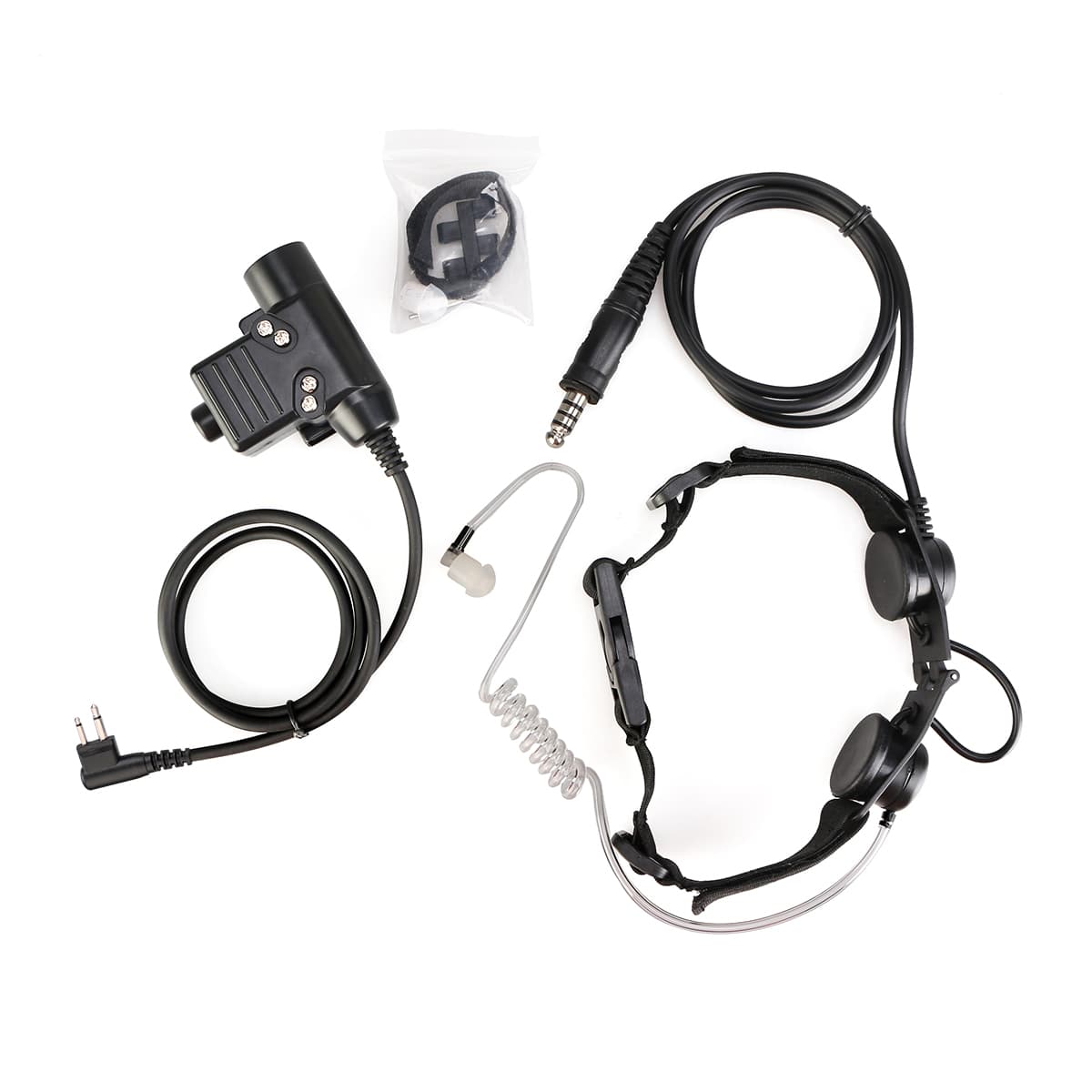 Tactical Adjustable Band Throat Mic U94 PTT Motorola 2Pin