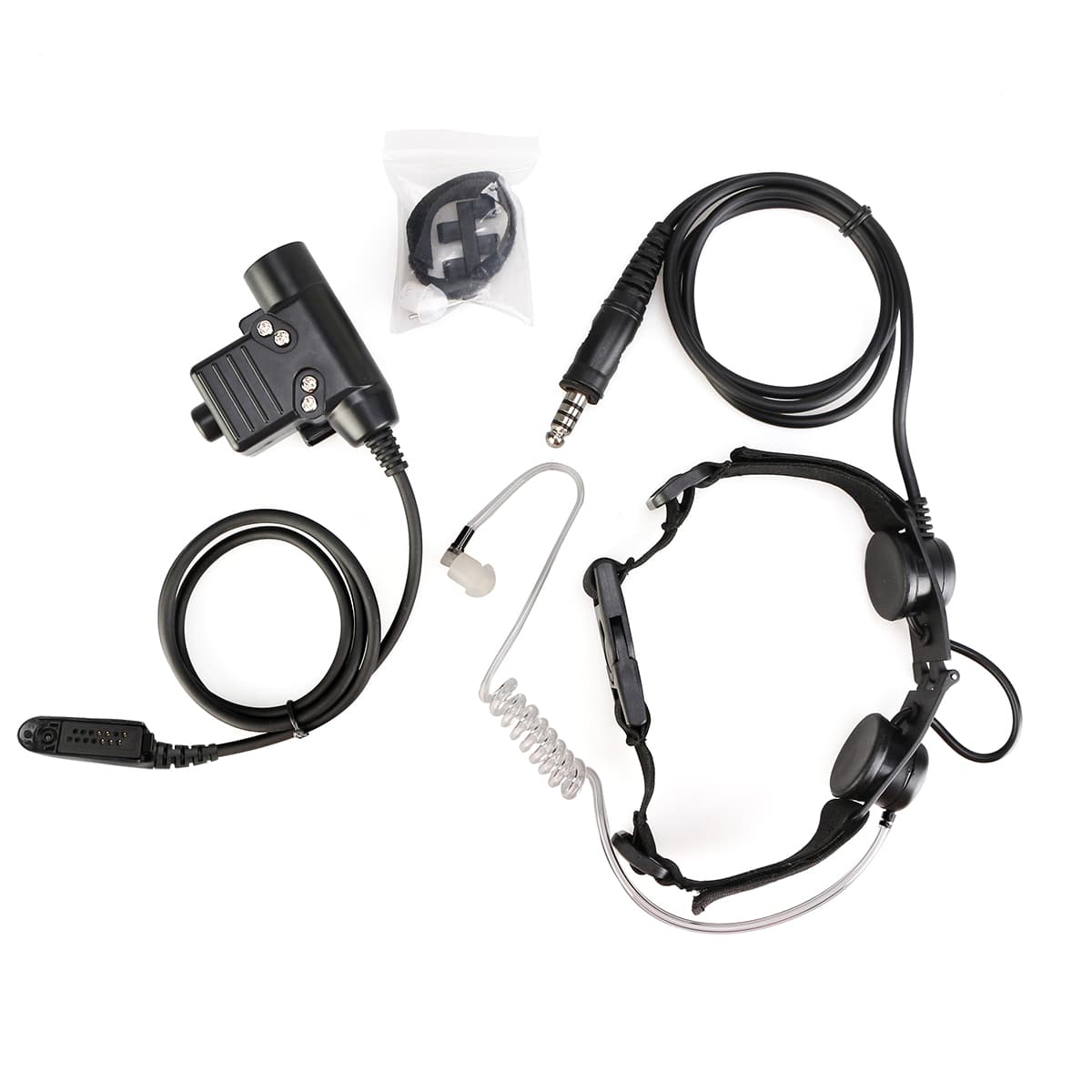 Motorola GP328 Tactical Adjustable Band Throat Mic U94 PTT