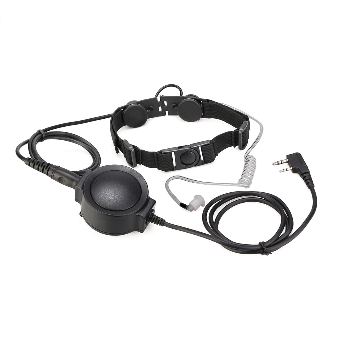 Kenwood 2Pin Tactical Adjustable Band Throat Mic Round PTT