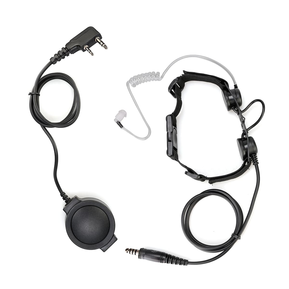Kenwood 2Pin Tactical Adjustable Band Throat Mic Round PTT
