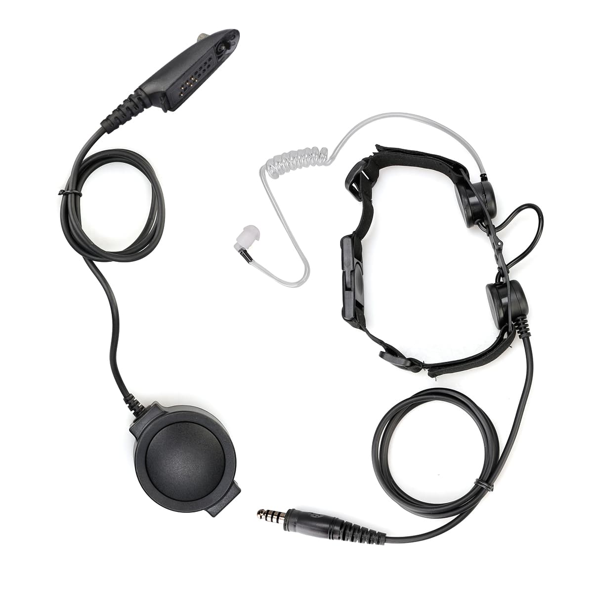 Motorola GP328 Tactical Adjustable Band Throat Mic Round PTT