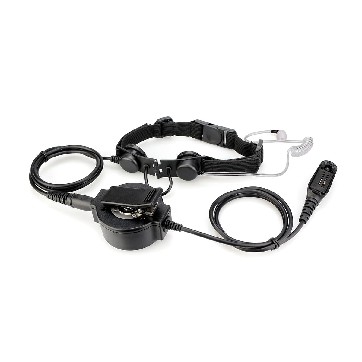 Motorola GP328 Tactical Adjustable Band Throat Mic Round PTT