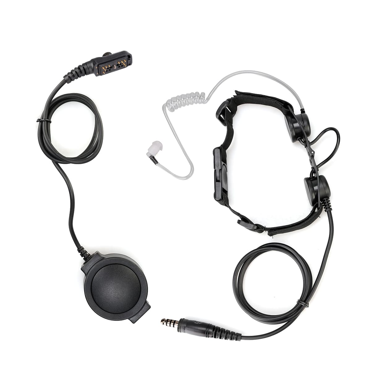 Hytera PD780 Tactical Adjustable Band Throat Mic Round PTT