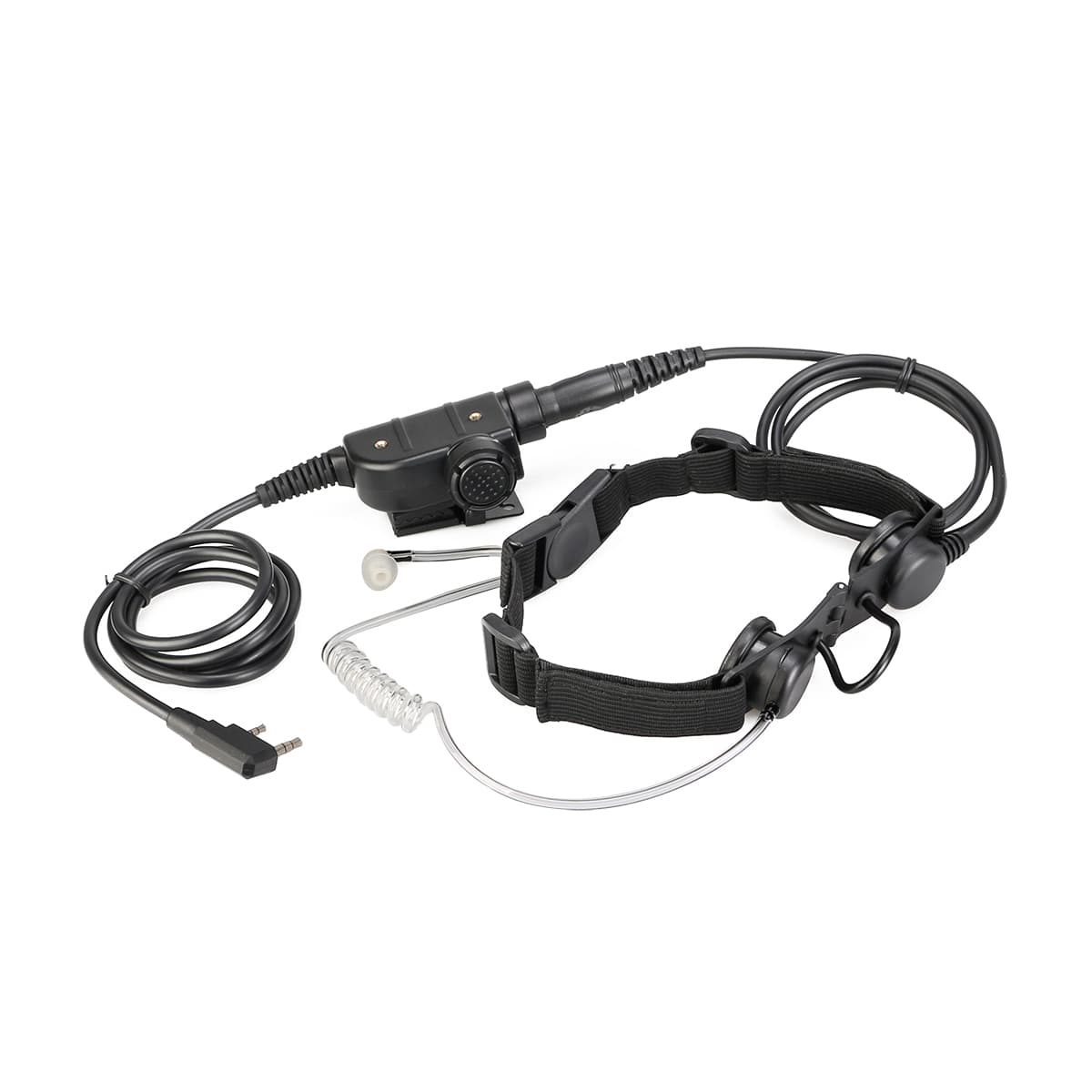 2Pin Tactical Adjustable Throat Mic Silynx PTT for Kenwood Radio