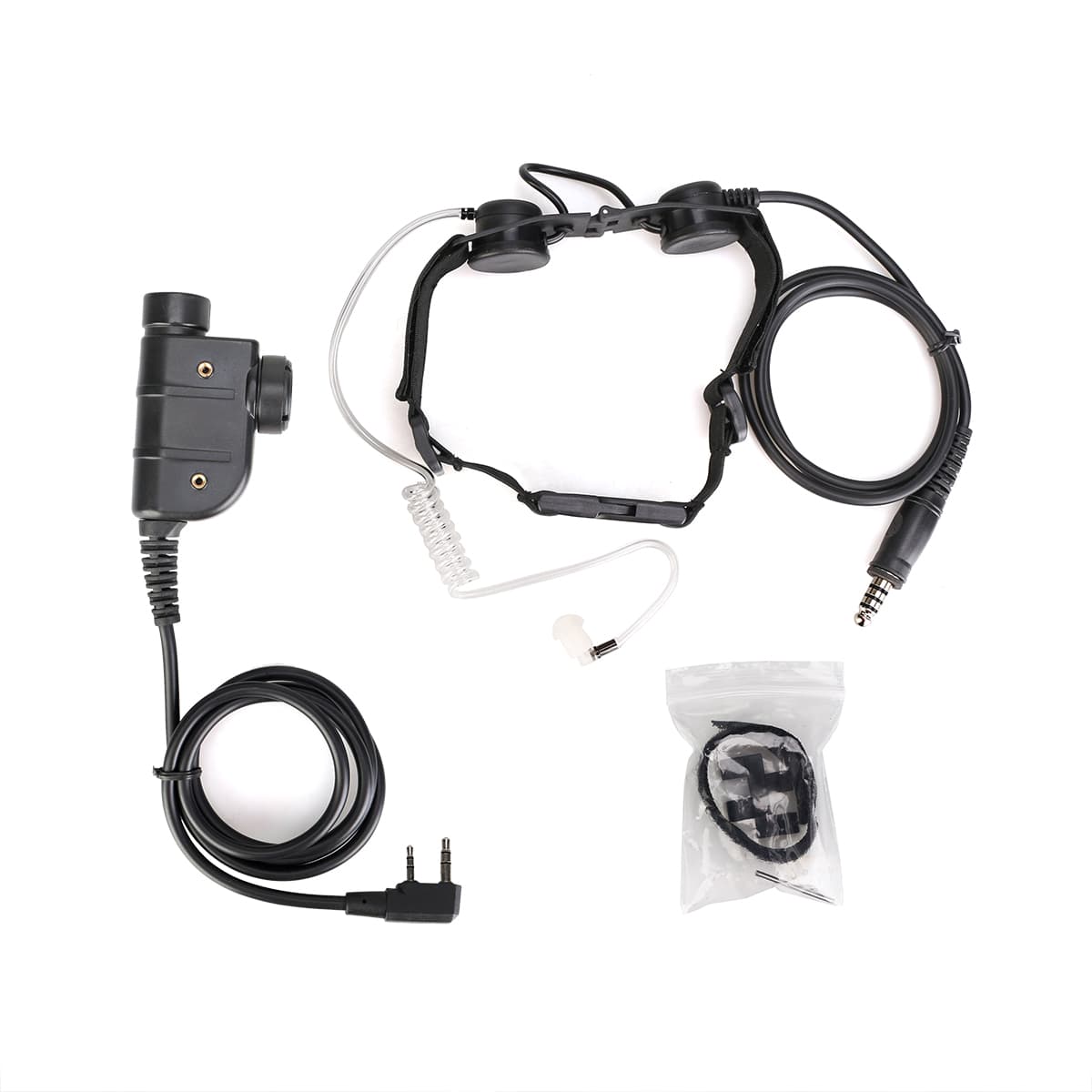 2Pin Tactical Adjustable Throat Mic Silynx PTT for Kenwood Radio