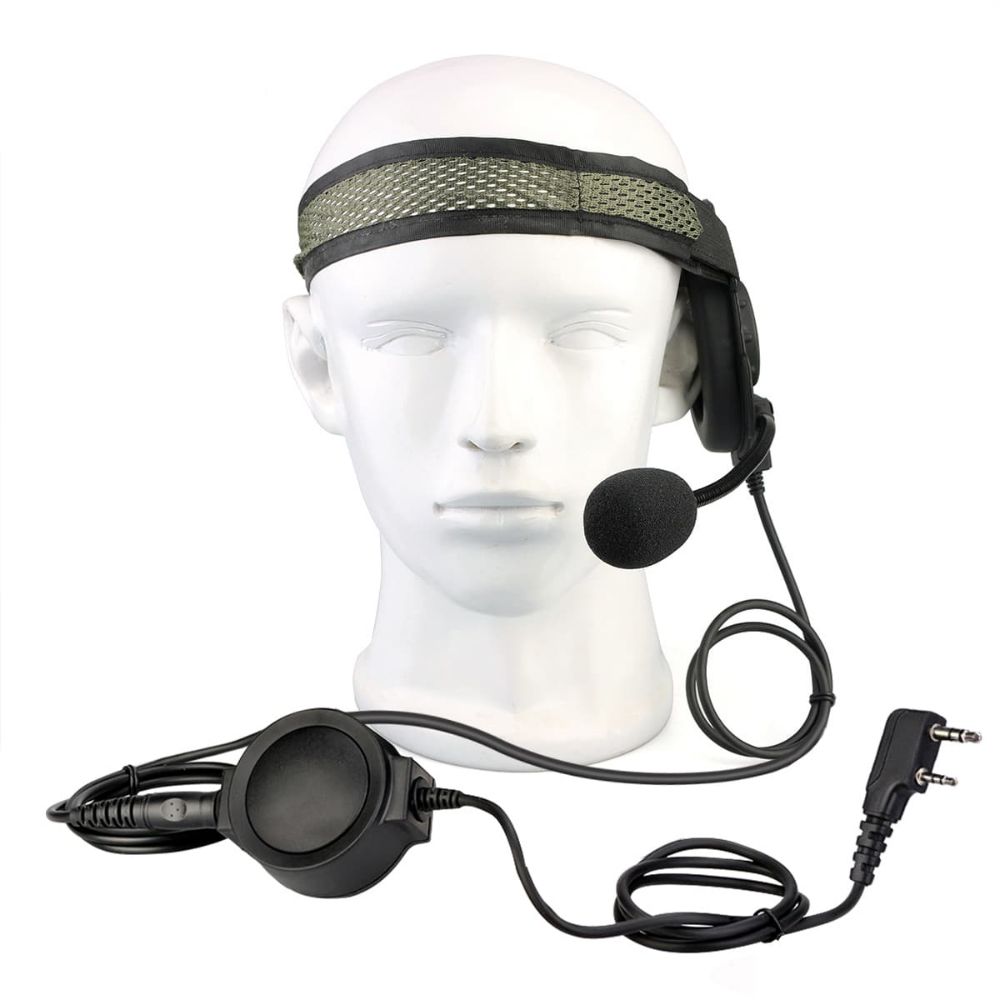 2Pin Tactical Single Earmuff Headset Big PTT for Kenwood Radio